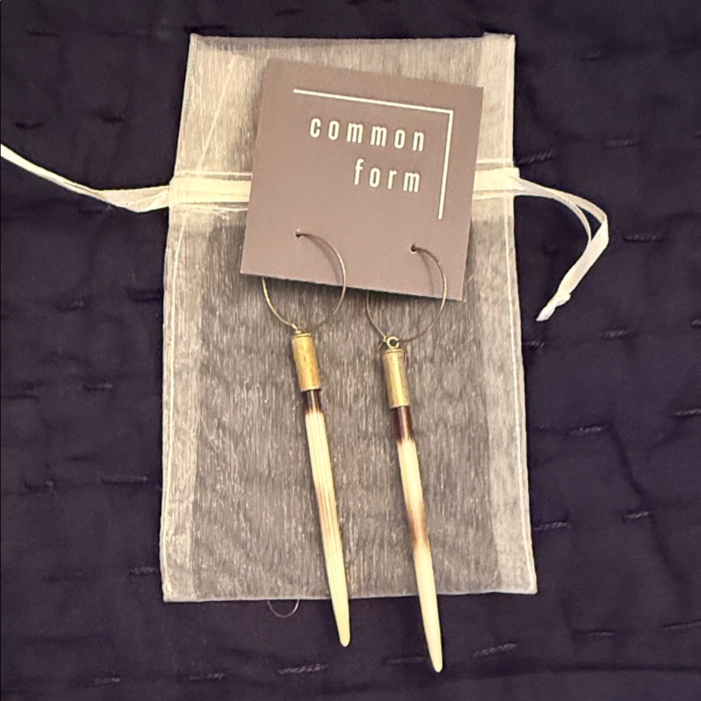 Brown and Gold porcupine quill earrings